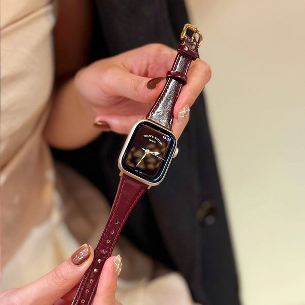 Graceful Curve Slim Leather Watch Band