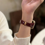 Graceful Curve Slim Leather Watch Band