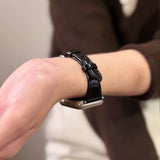 Graceful Curve Slim Leather Watch Band