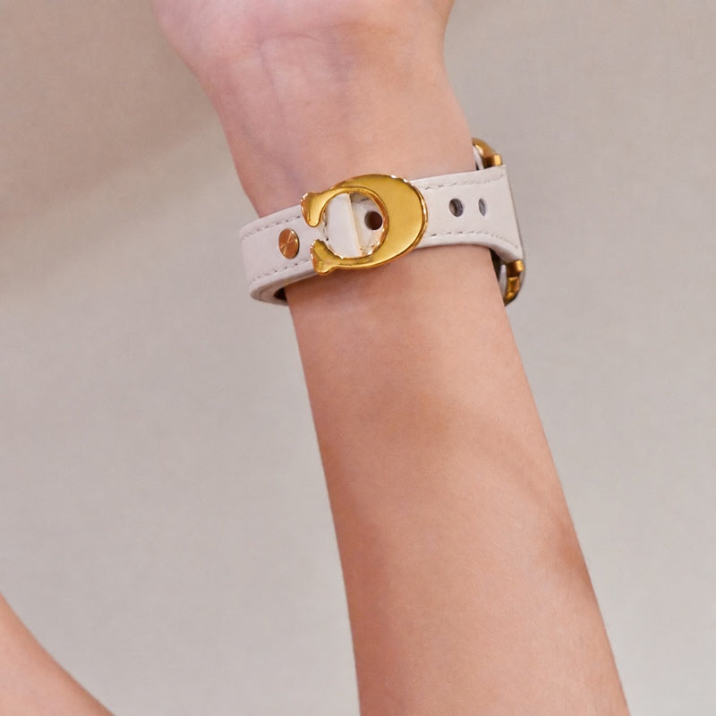 Sculpted C-Clasp Slim Leather Watch Band 3