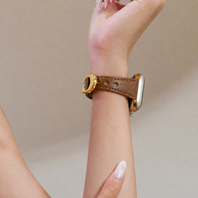 Sculpted C-Clasp Slim Leather Watch Band 5