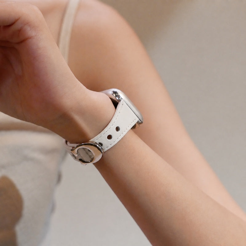 Sculpted C-Clasp Slim Leather Watch Band 8